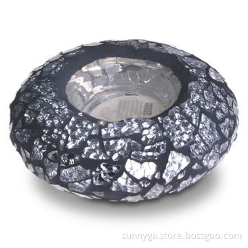Round Glass Mosaic Candle Holder with 45mm Height and 218g Weight